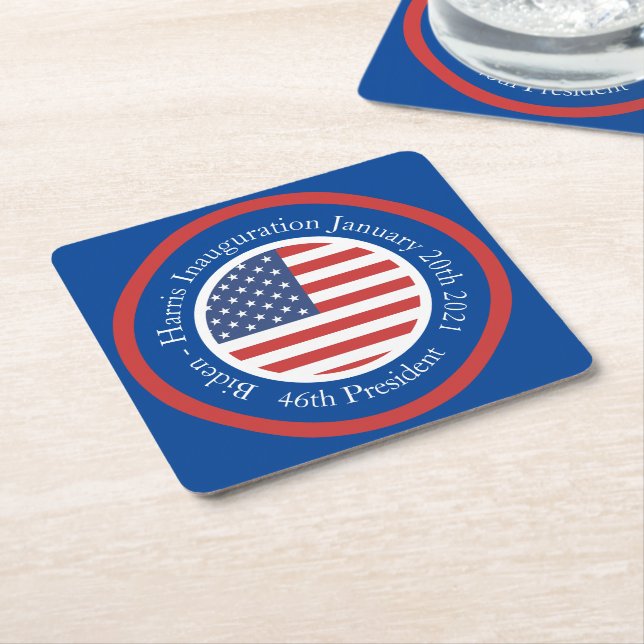 Biden Harris Presidential Inauguration Flag Square Paper Coaster (Angled)