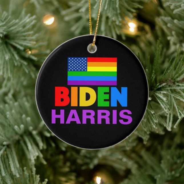 Biden Harris Rainbow Gay Pride Political Christmas Ceramic Tree Decoration (Tree)