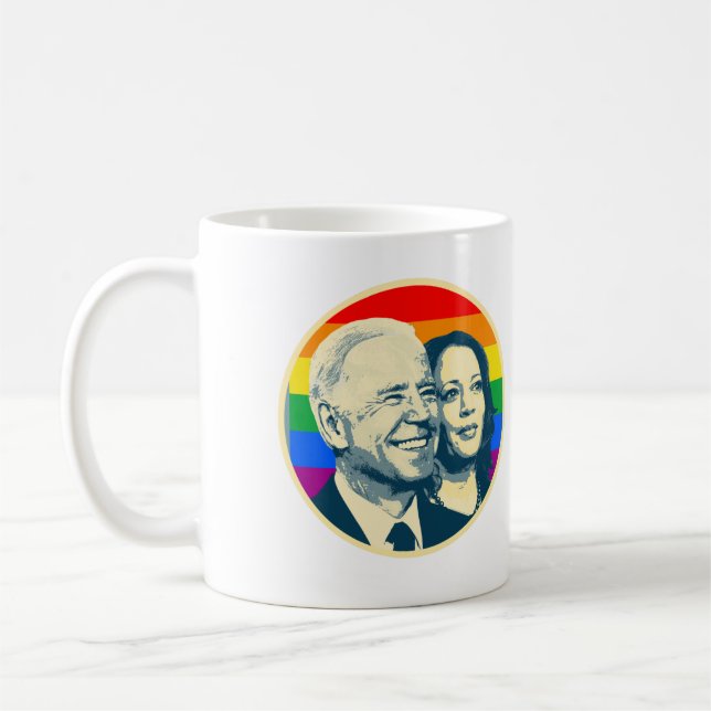Biden Harris Rainbow Pride Coffee Mug (Left)