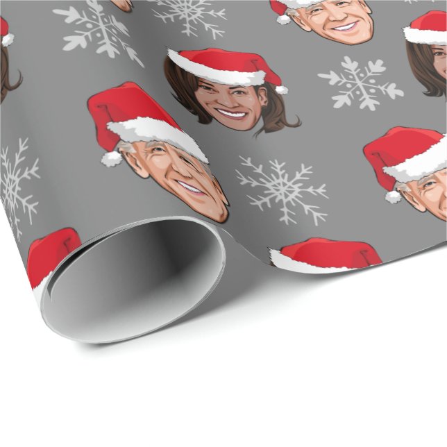 Biden Harris Santa Hat Pattern Wrapping Paper (Roll Corner)