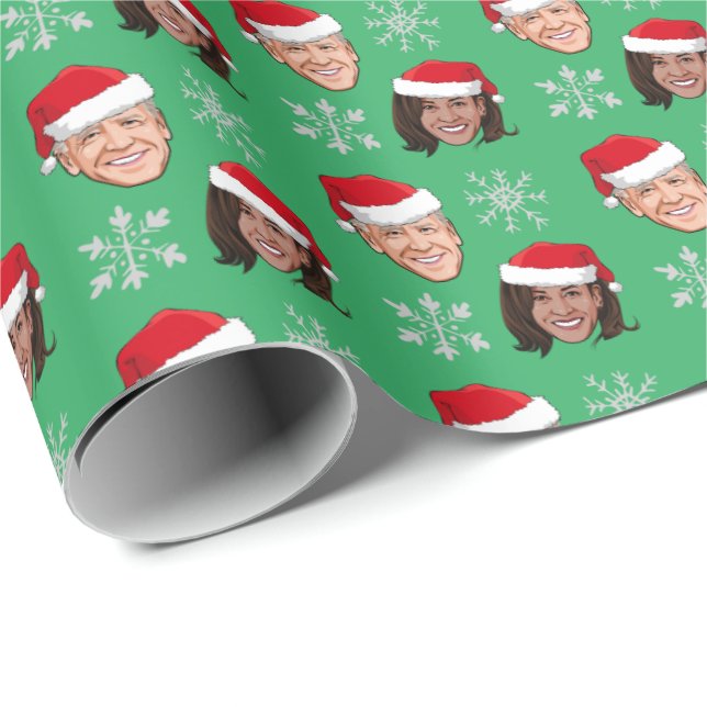 Biden Harris Santa Hat Pattern Wrapping Paper (Roll Corner)