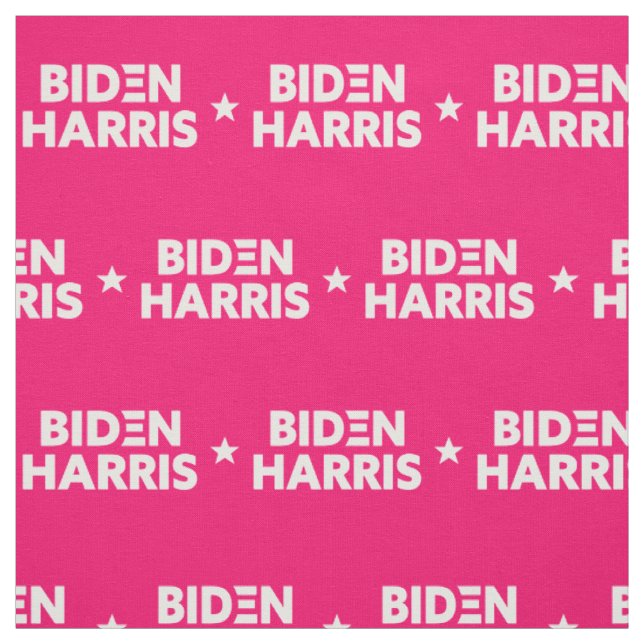 Biden / Harris Star Pattern White Logo Red Pink Fabric (Swatch)