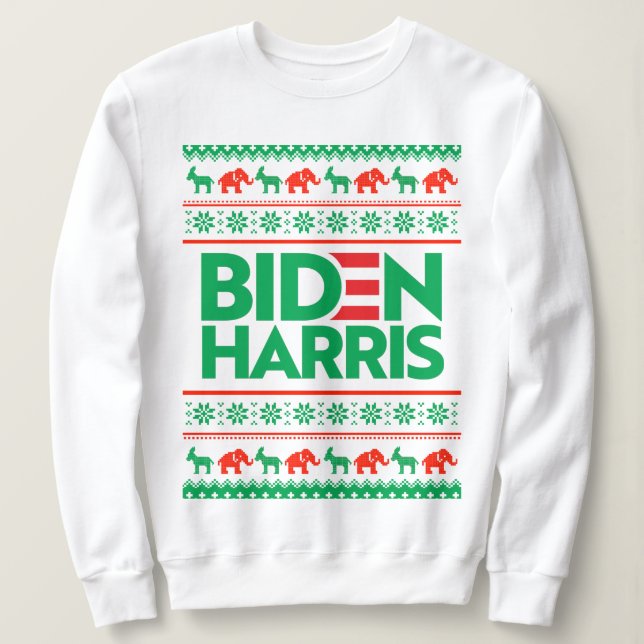 BIDEN HARRIS UGLY CHRISTMAS SWEATER (Green) (Design Front)