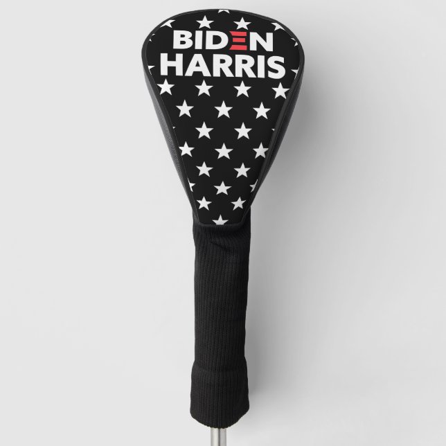 Biden / Harris White Stars Pattern Black Golf Head Cover (Front)