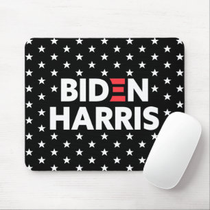 Biden Harris White Stars Pattern Black Mouse Pad