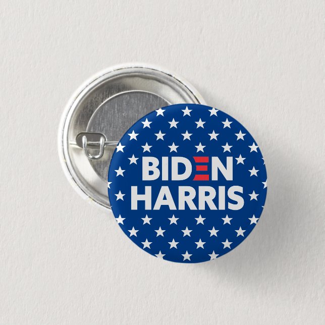 Biden / Harris White Stars Pattern Blue 3 Cm Round Badge (Front & Back)