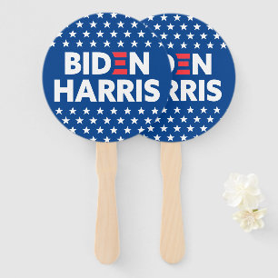 Biden / Harris White Stars Pattern Blue Hand Fan