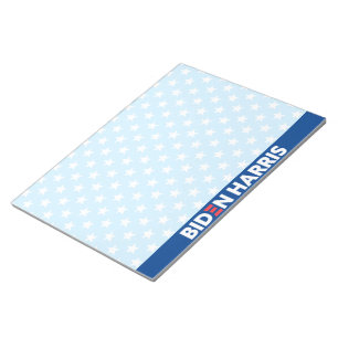 Biden Harris White Stars Pattern Light Blue Notepad