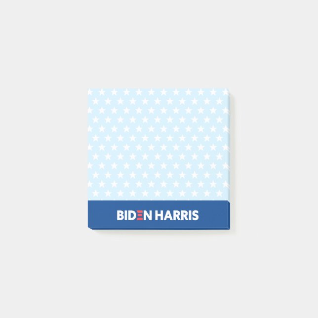 Biden Harris White Stars Pattern Light Blue Post-it Notes (Front)