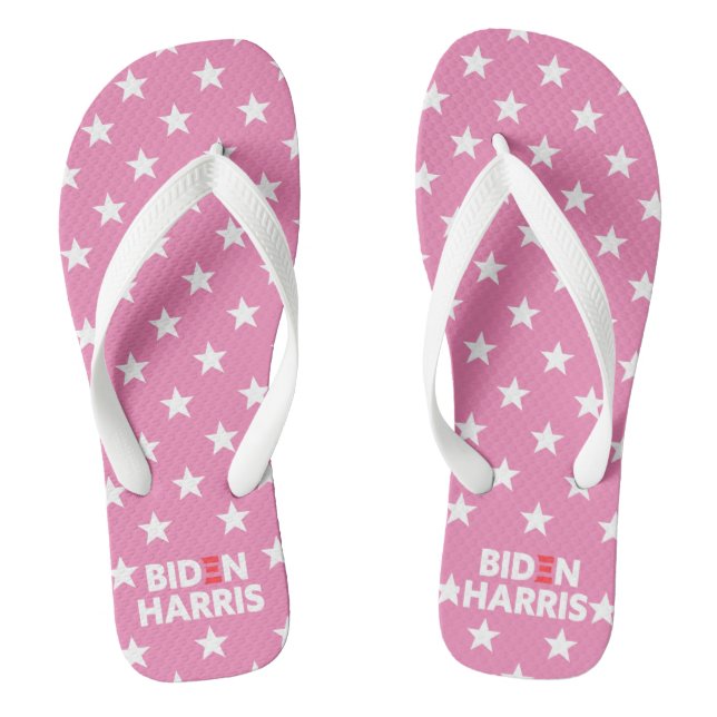 Biden / Harris White Stars Pattern Pink Jandals (Footbed)