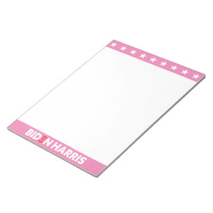 Biden / Harris White Stars Pink Frame Notepad