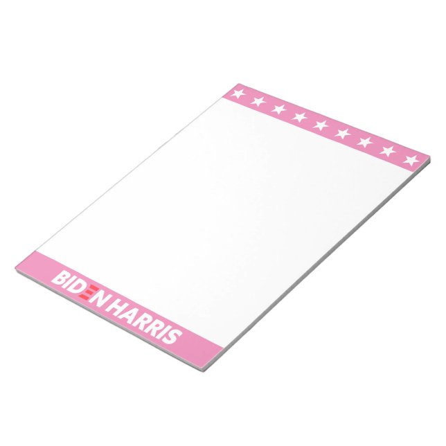 Biden / Harris White Stars Pink Frame Notepad (Angled)