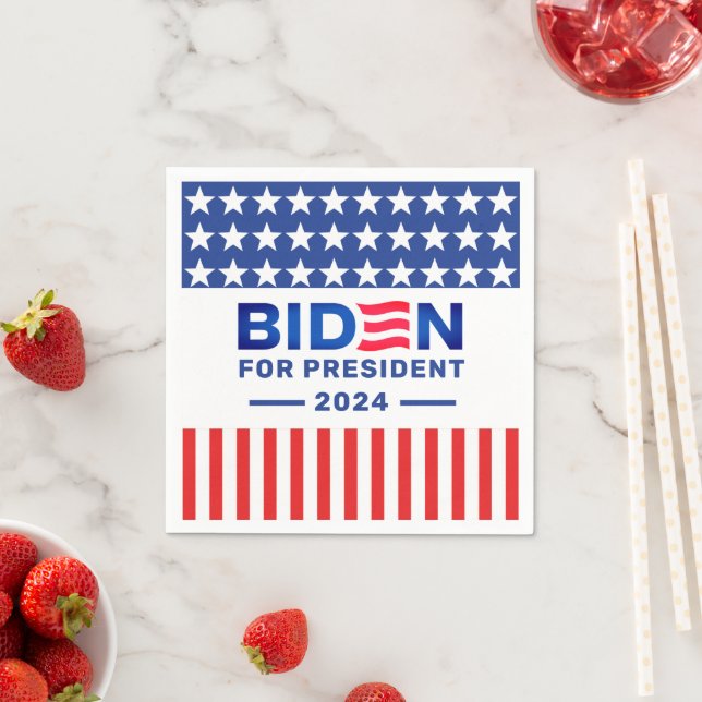 Biden President 2024 Election Red and Blue Napkin (Insitu)