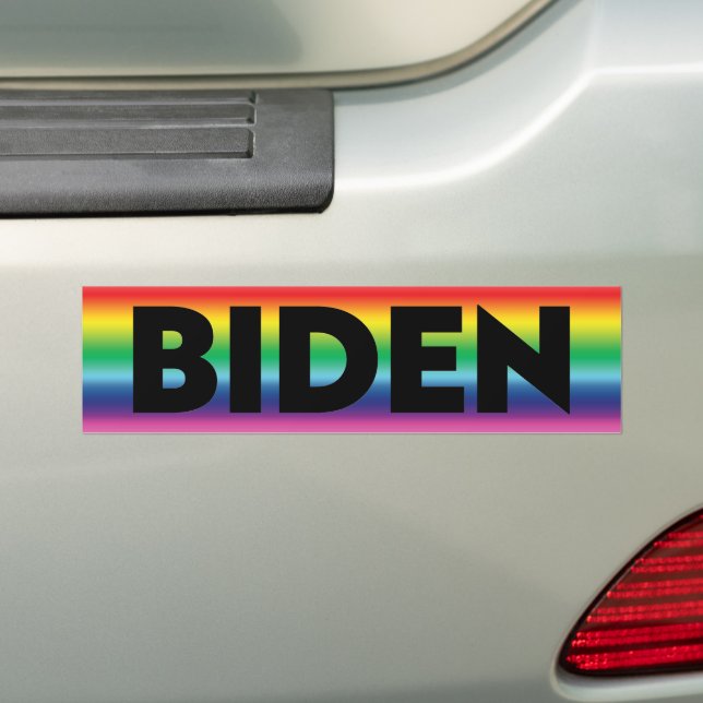 Biden pride rainbow gradient colours lgbtq flag bumper sticker (On Car)