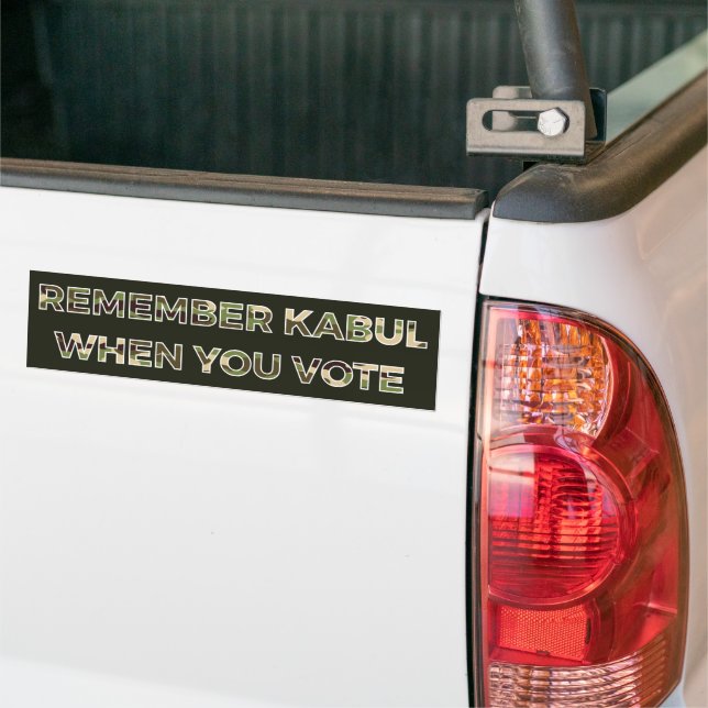 Biden Remember Kabul (Camo) Bumper Sticker (On Truck)