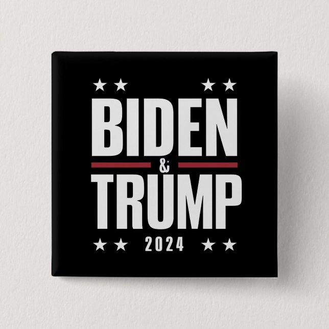 Biden Trump 2024 Funny Election Presidential VP 15 Cm Square Badge (Front)