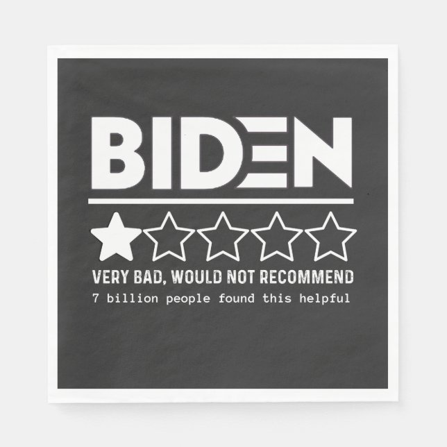 Biden Very Bad Would Not Recommend T-Shirt Napkin (Front)