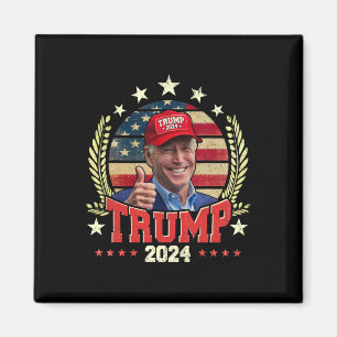 Biden Wearing Trump Red Hat Shirt Funny Trump 2024 Magnet