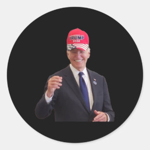 Biden Wears A Trump 2024 Hat  Classic Round Sticker