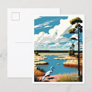 Biebrza Poland Art vintage travel illustration Postcard