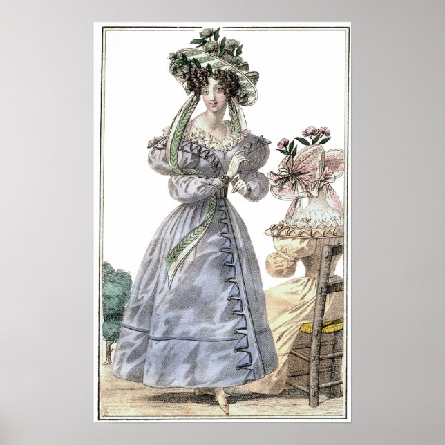 Biedermeier Fashion Print 1835 Ladies in Hats (Front)