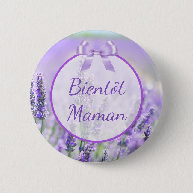Bientôt  Maman Baby Shower Button (Front)