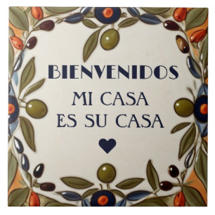 Bienvenidos Mi Casa Es Su Casa Green Olive Welcome Tile