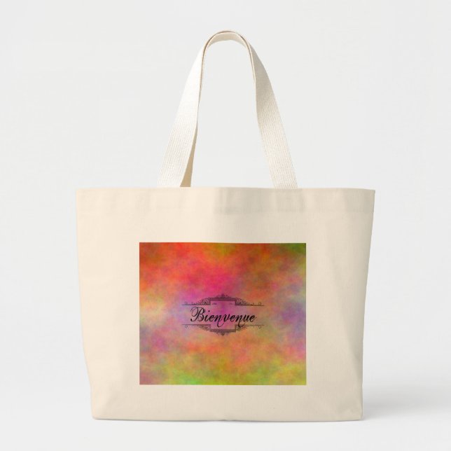 Bienvenue Colourful Large Tote Bag (Front)