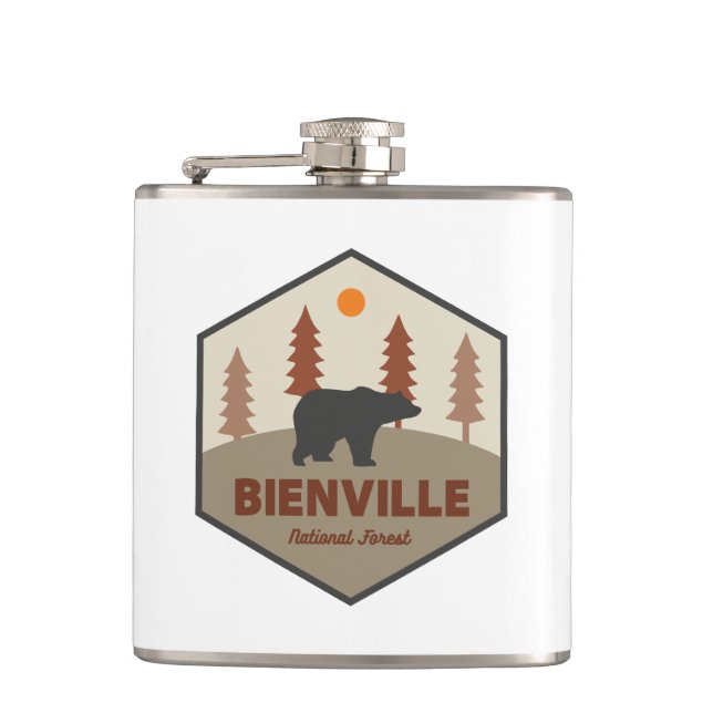 Bienville National Forest Bear Hip Flask (Front)