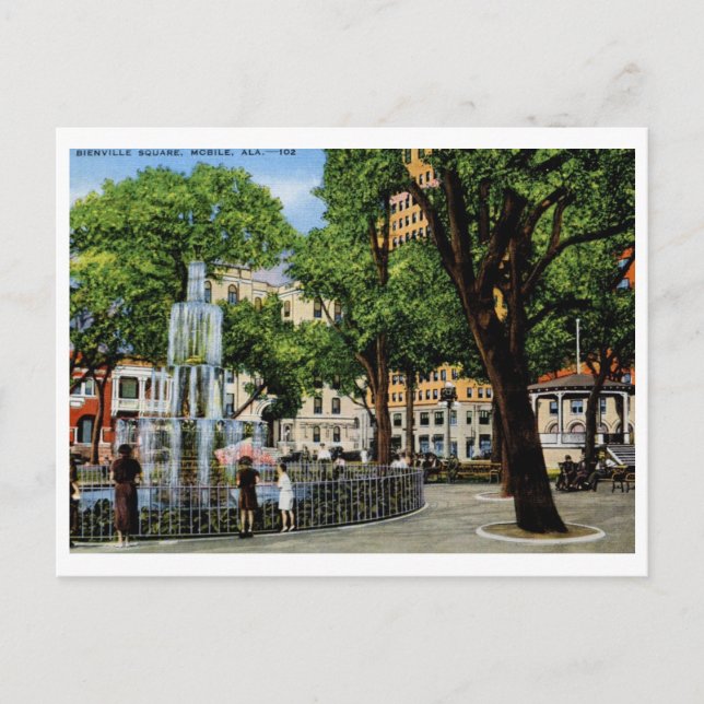 Bienville Sq., Mobile, AL Vintage Postcard (Front)