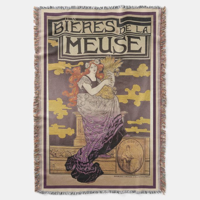 Biere de la Meuse by Marc Auguste Bastard Throw Blanket (Front Vertical)