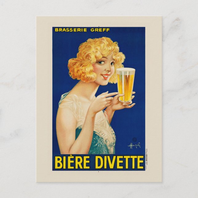 Biere Divette Vintage Poster 1929 Postcard (Front)