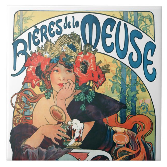 Bieres de la Meuse, Mucha Ceramic Tile (Front)