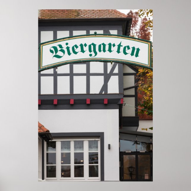 Biergarten Sign, Germany Poster (Front)