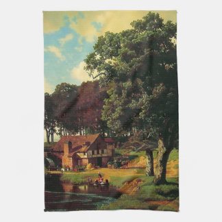 Bierstadt Albert, A Rustic Mill Tea Towel
