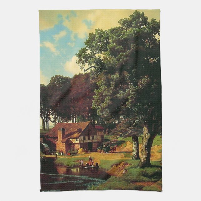 Bierstadt Albert, A Rustic Mill Tea Towel (Vertical)