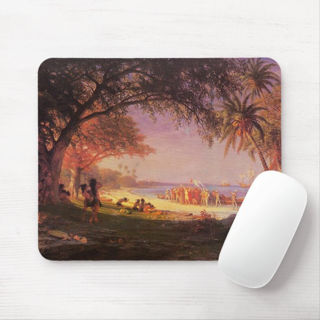 Bierstadt Albert, The Landing of Columbus Mouse Pad (With Mouse)