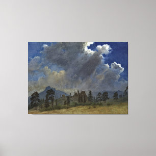 Bierstadt Fir Trees Storm Clouds Painting Canvas Print