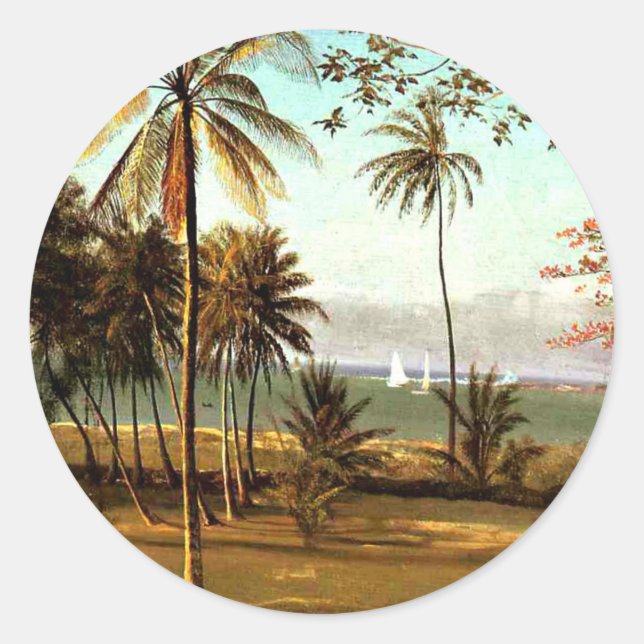 Bierstadt - Florida Scene, fine art painting, Classic Round Sticker (Front)