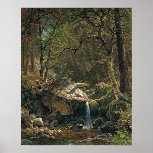 Bierstadt Mountain Brook Landscape Painting Poster (Front)