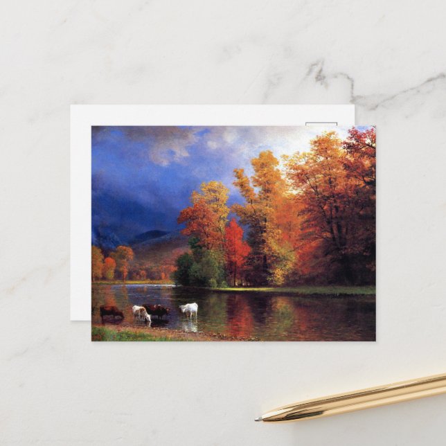 Bierstadt - On the Saco, fine art, Postcard (Front/Back In Situ)