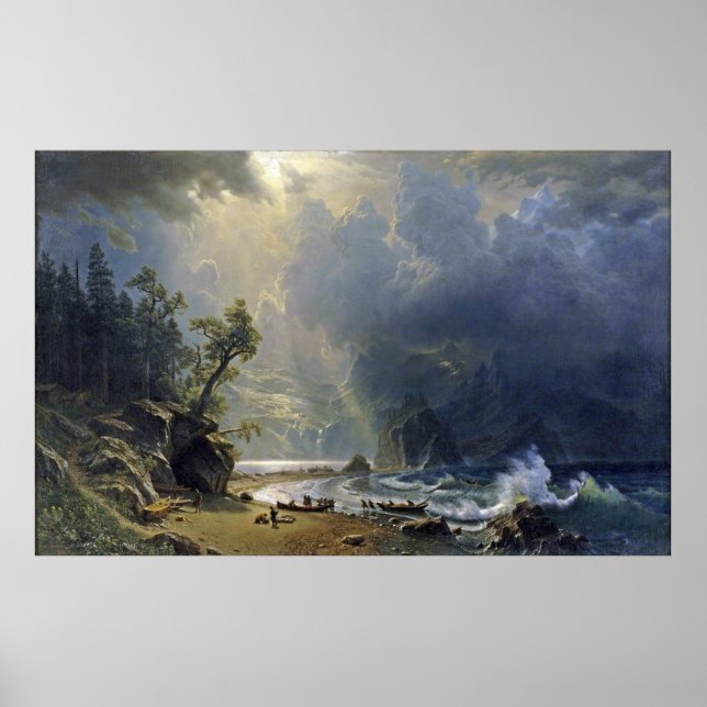 Bierstadt Puget Sound Pacific Coast Painting Poster (Front)