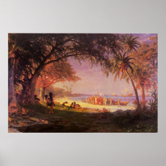 Biestadt Albert, The Landing of Columbus.Landscape Poster