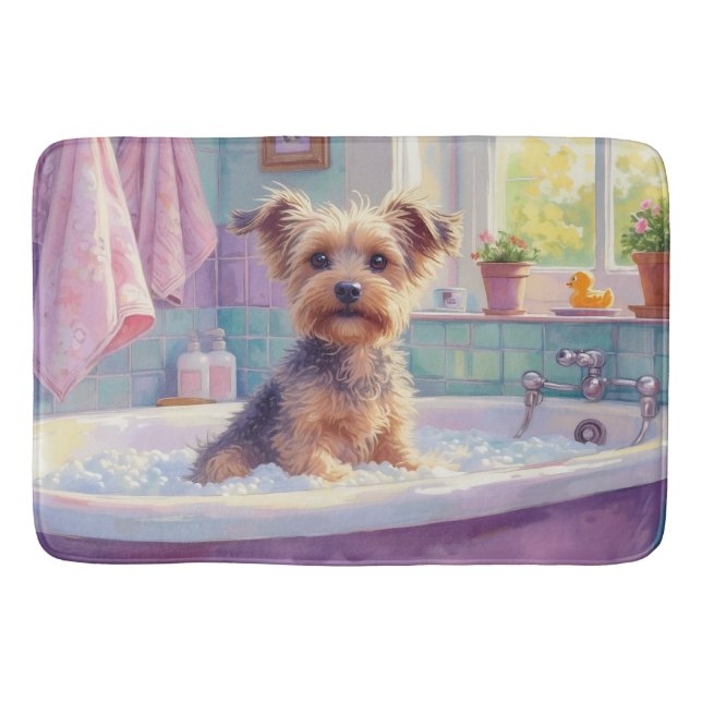 Biewer Terrier Bath Time Adorable Bathroom Decor Mat (Front)