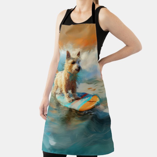 Biewer Terrier Beach Surfing Painting  Apron (Insitu)