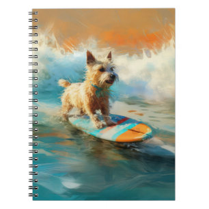Biewer Terrier Beach Surfing Painting  Notebook