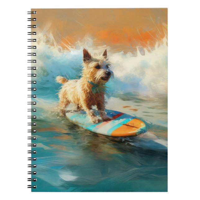 Biewer Terrier Beach Surfing Painting  Notebook (Front)