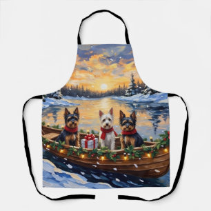 Biewer Terrier Christmas Boat Holiday Apron