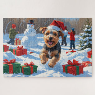 Biewer Terrier Christmas Festive Snow Scene  Jigsaw Puzzle