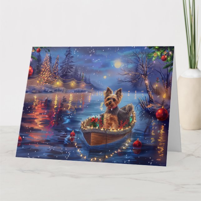 Biewer Terrier Christmas Festive Voyage Card (Front)
